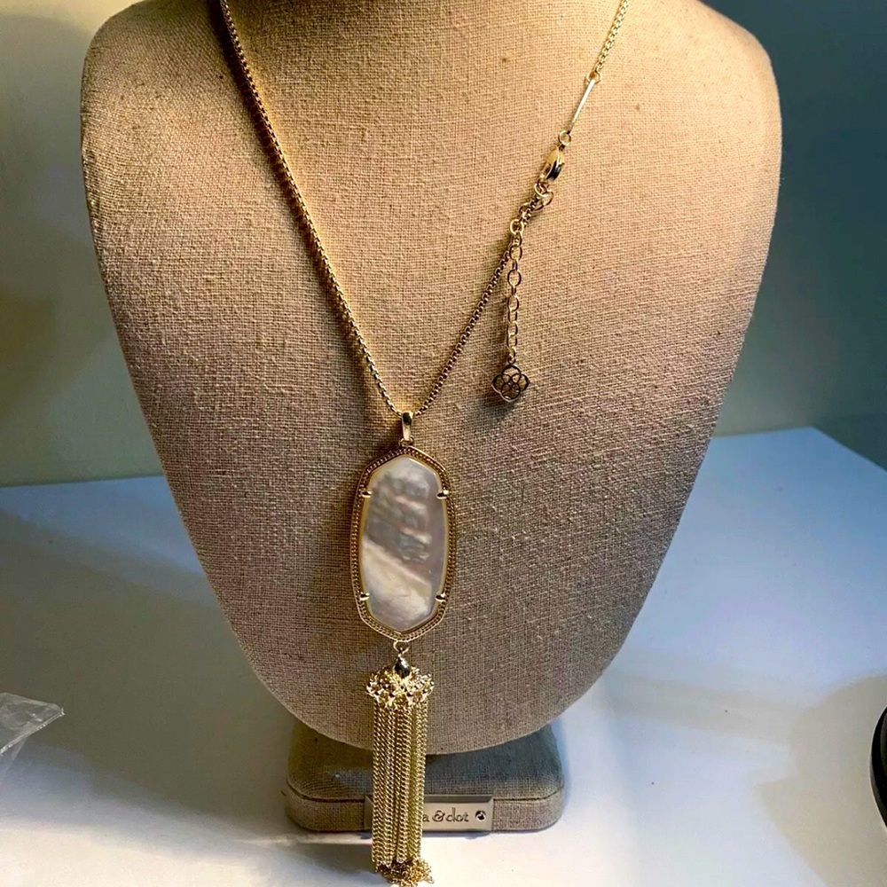 Kendra Scott Rayne Gold Long Mother of Pearl Pendant Necklace